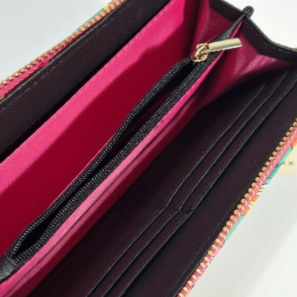 TRINA TURK Wallet Zip Around Vibrant PINK Floral Pattern BRAND-NEW w/tags - Picture 5 of 9